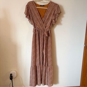 Cheetah Print Midi Dress - Burnt Orange